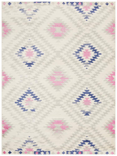 Zanzibar White and Pastel Bohemian Rectangle Rug